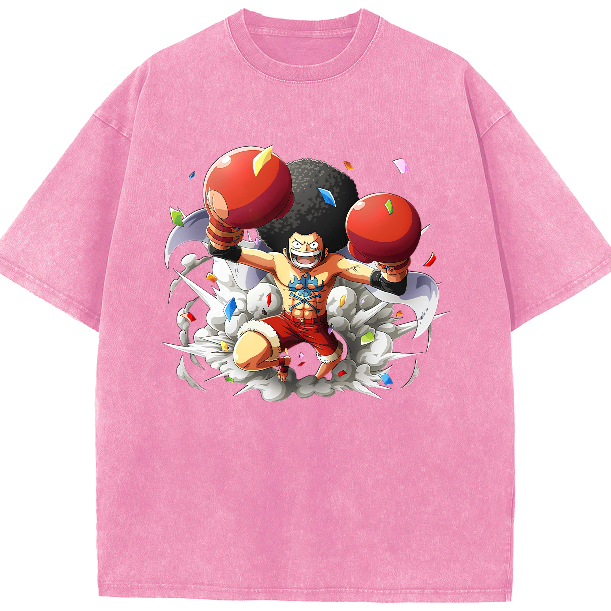ワンピース モンキー・D・ルフィ ONE PIECE Monkey D. Luffy 綿100% ヴィンテージ風 半袖Tシャツ（フロントプリント）